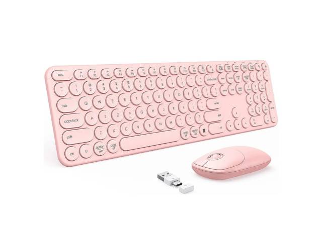 El Combo Mouse y Teclado Inalámbrico Seenda WGJP-073-3 en rosado es perfecto para quienes buscan estilo y funcionalidad. Conecta y disfruta de una experiencia de escritura cómoda y moderna. ¡Ideal para cualquier ambiente!  