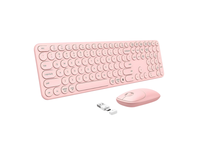 El Combo Mouse y Teclado Inalámbrico Seenda WGJP-073-3 en rosado es perfecto para quienes buscan estilo y funcionalidad. Conecta y disfruta de una experiencia de escritura cómoda y moderna. ¡Ideal para cualquier ambiente! 