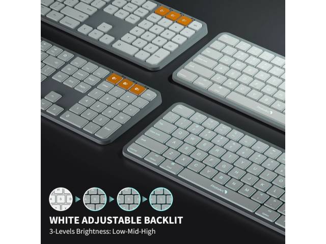 Descubre la combinación perfecta de estilo y rendimiento con el Combo Mouse y Teclado Retroiluminado Bluetooth ProtoArc KM100-A. Su acabado plateado y retroiluminación hacen que cada sesión de trabajo sea un placer. ¡Conéctate y trabaja con elegancia! 