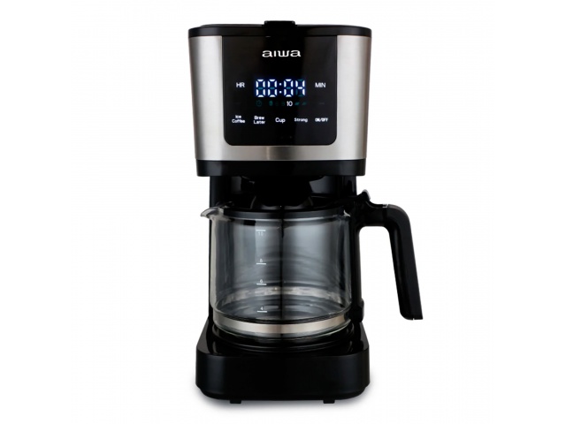 Prepara el café perfecto con la cafetera Aiwa AW-CD9423. Su jarra de vidrio y capacidad de 10 tazas la hacen esencial para los amantes del café. ¡Consíguela en negro!