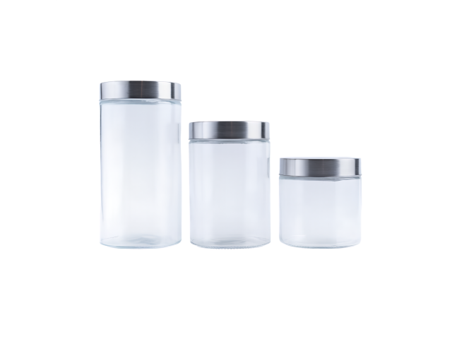 Organiza tu cocina con este set de 3 frascos de vidrio de 1.75L. Tapa de acero hermética que mantiene tus alimentos frescos. ¡Perfectos para almacenar y decorar!