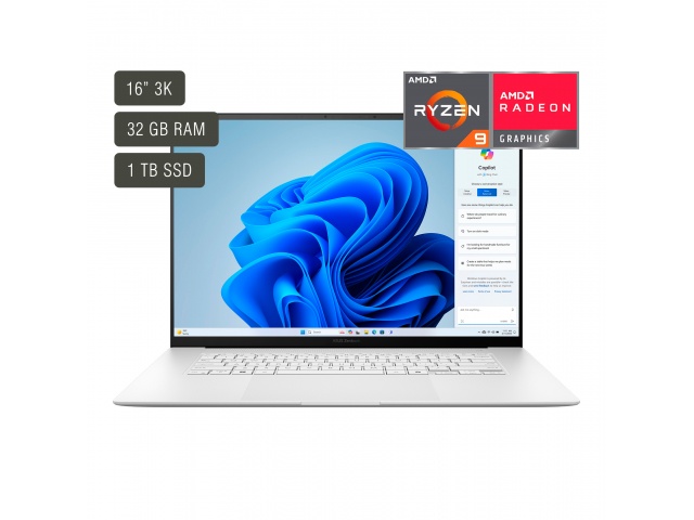 Potencia tu productividad con la Asus Zenbook de 16''. Su procesador Ryzen 9, 1TB de almacenamiento y pantalla OLED te ofrecen un rendimiento excepcional. ¡Consíguela en blanco!