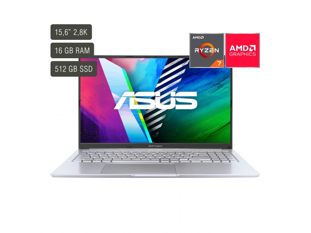 Eleva tu productividad con la Notebook Asus Vivobook. Pantalla de 15,6'' OLED, Ryzen 7, 16GB de RAM y 512GB de almacenamiento. ¡Consíguela en sofisticado plateado y sorpréndete!