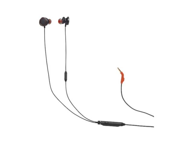 Vive la experiencia  con los auriculares in-ear JBL Quantum 50  de juego completamente envolvente. Sonido potente y nítido, comunicación clara, ajuste cómodo y control total te dan la ventaja competitiva que necesitas para dominar la partida.