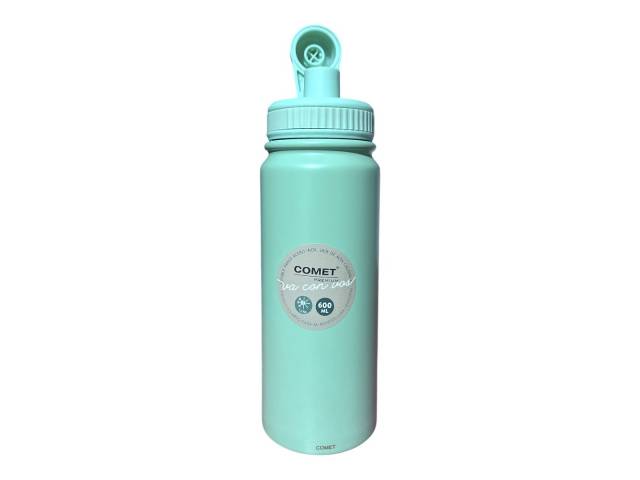 Botella Comet, fabricada en acero inoxidable de alta calidad y con doble pared para un aislamiento térmico superior. Mantén tus bebidas frías durante horas y calientes durante más tiempo. 