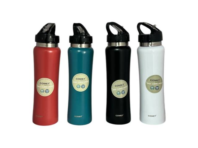 La Botella Deportiva Acero Inoxidable 750ml Comet compañera perfecta para tus entrenamientos y actividades al aire libre. Con acero inoxidable de alta calidad, esta botella es resistente a golpes y arañazos