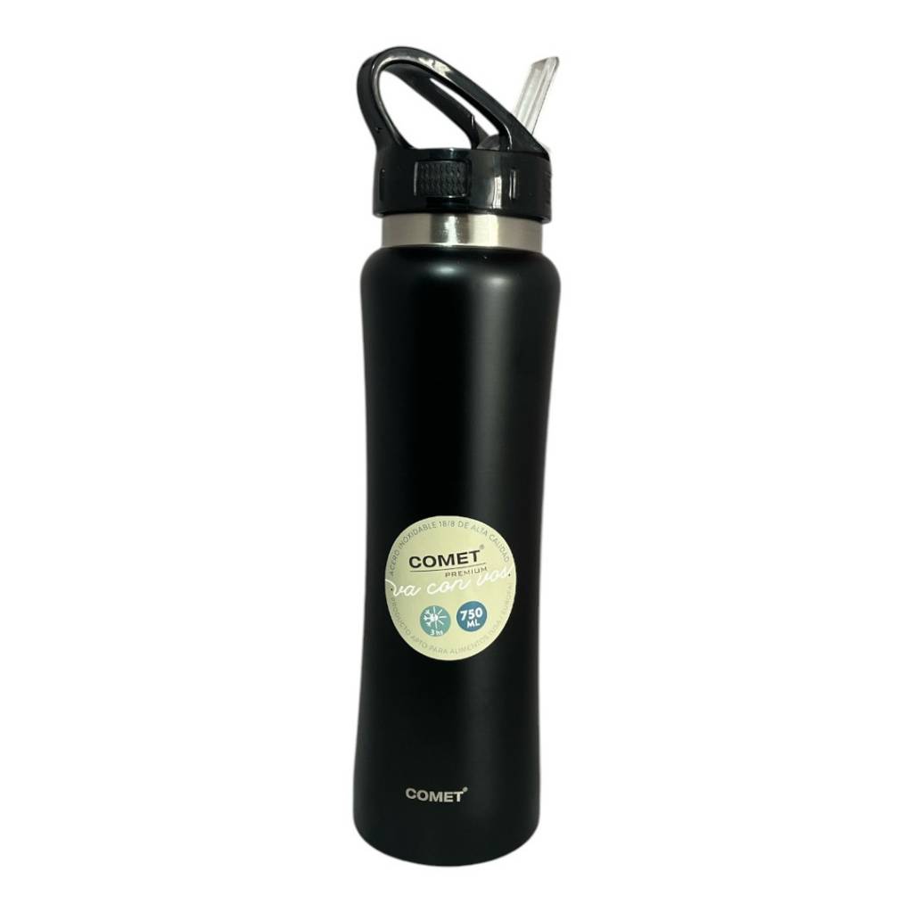 La Botella Deportiva Acero Inoxidable 750ml Comet compañera perfecta para tus entrenamientos y actividades al aire libre. Con acero inoxidable de alta calidad, esta botella es resistente a golpes y arañazos