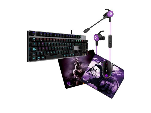 Juega las mejores batallas equipando tu cuarto con el Combo 4 en 1, Teclado RGB, auriculares con micrófono gamer, mouse y pad 