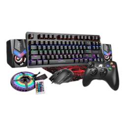 Combo Gamer Teclado Mecanico Mouse Joystick Rgb Mem 33