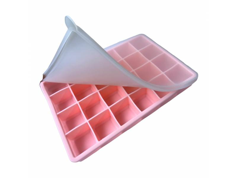 Cubetera de silicona con tapa 24 piezas Hielera - rosado 