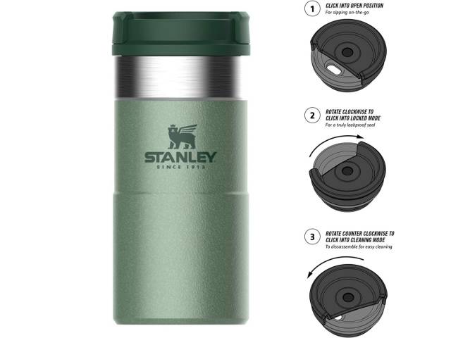 Disfruta de bebidas calientes o frías con la Jarra Térmica Stanley The Neverleak 8.5 oz 250 ml. Calidad Stanley que nunca falla.