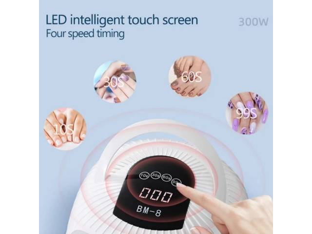 Logra un manicure y pedicure profesional en casa con la Lámpara LED UV Uñas SUN BM-8 72LED 300W Con Temporizador. Esta lámpara de alta potencia te permite secar tus esmaltes de gel y semipermanentes de forma rápida y uniforme.