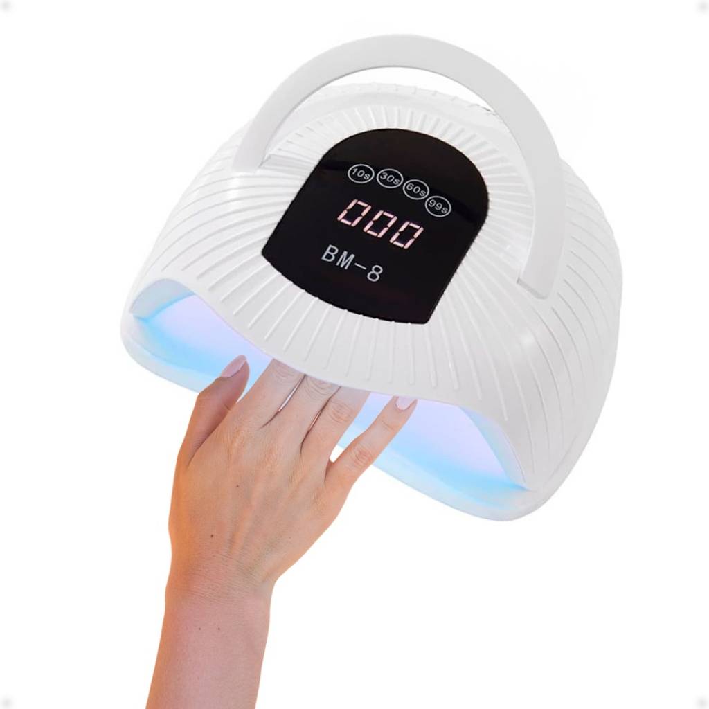 Logra un manicure y pedicure profesional en casa con la Lámpara LED UV Uñas SUN BM-8 72LED 300W Con Temporizador. Esta lámpara de alta potencia te permite secar tus esmaltes de gel y semipermanentes de forma rápida y uniforme.