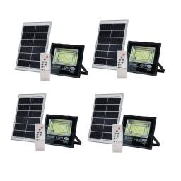 Pack x4 Foco Led 65 W C/ Panel Solar Y Sensor Exterior Jardn