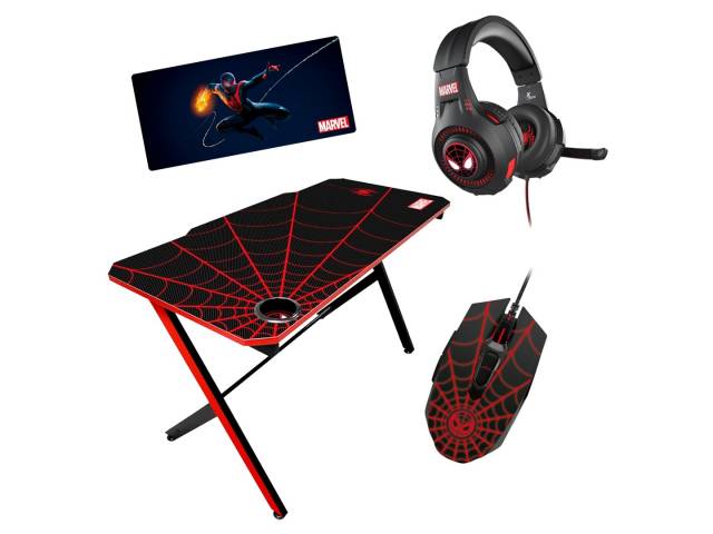 Completa tu rincón gamer con el Setup Gamer Spider-Man Marvel: Escritorio, Auricular, Mouse Pad XXL y Mouse. ¡Todo lo que necesitas para jugar las mejores partidas!