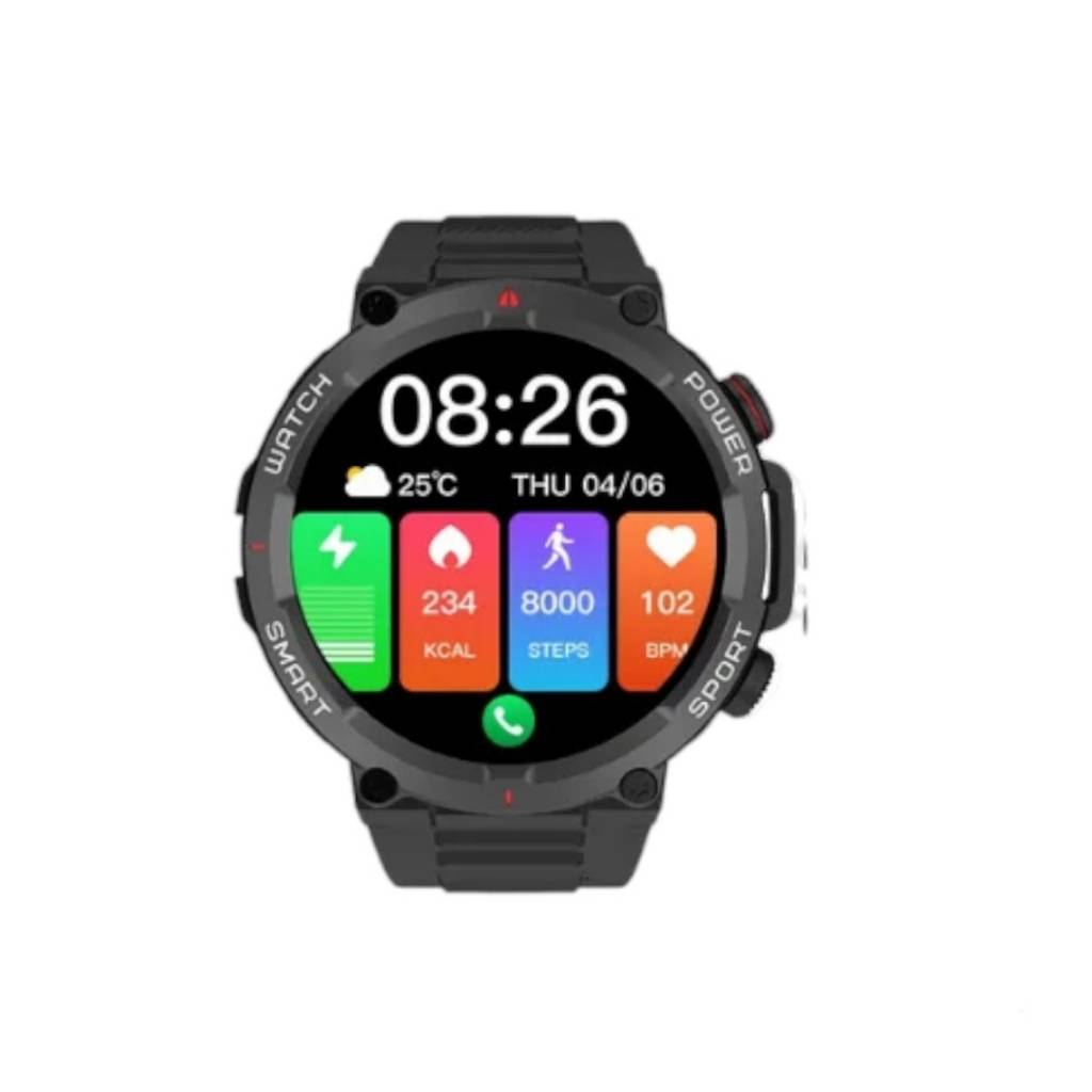 Smartwatch con pantalla Full Color de 1.39", resistencia al agua hasta 10 m, más de 100 modos de deporte y 30 días de batería. ¡Luce y entrena con estilo!