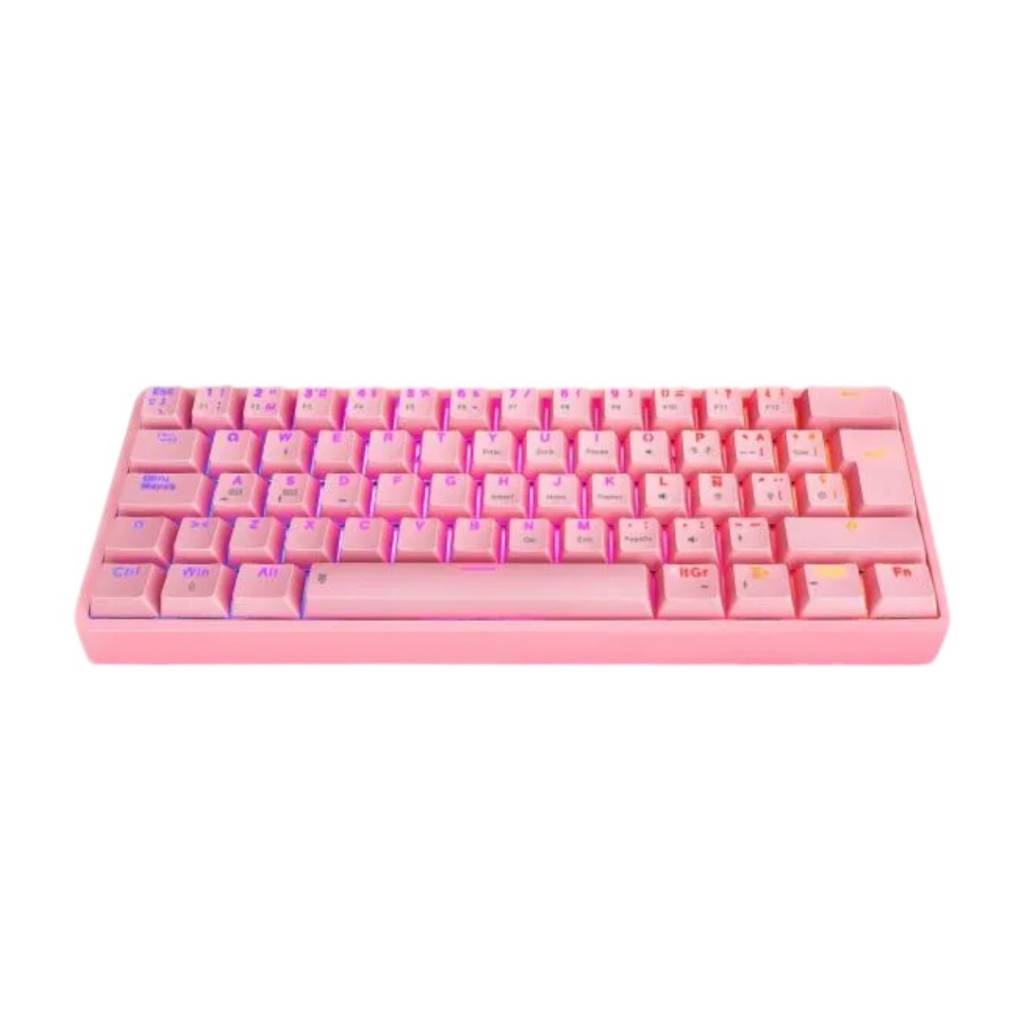 ¡Potencia rosa en un formato compacto! El teclado gamer Eagle Warrior de 88 teclas te ofrece la precisión de un teclado mecánico en un diseño compacto y portátil. Personaliza tu experiencia de juego con la iluminación RGB 