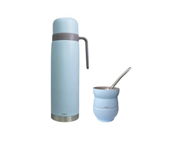 Tu compañero perfecto para el mate! El combo Comet te permite disfrutar de un mate caliente en cualquier lugar y a cualquier hora. Con su diseño elegante y su capacidad de mantener la temperatura.