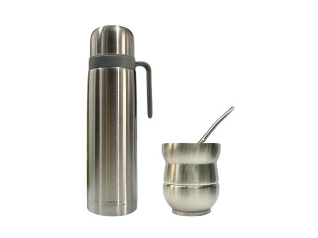 Tu compañero perfecto para el mate! El combo Comet te permite disfrutar de un mate caliente en cualquier lugar y a cualquier hora. Con su diseño elegante y su capacidad de mantener la temperatura.