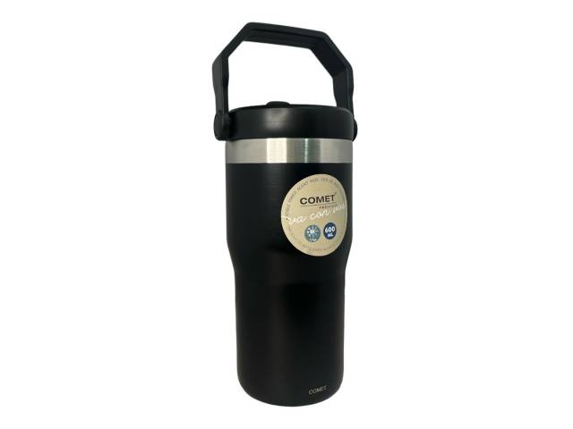 Disfruta de tus bebidas favoritas a la temperatura perfecta con el Vaso Térmico Comet de 600ml en color coral. Su doble pared de acero inoxidable mantiene tus bebidas frías y calientes por 12hs 