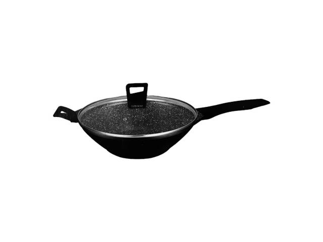  Descubre el Wok con Tapa de Vidrio Antiadherente 32cm Negro, la herramienta ideal para preparar deliciosas recetas de cocina oriental con facilidad. Su superficie antiadherente facilita la limpieza y evita que los alimentos se peguen.